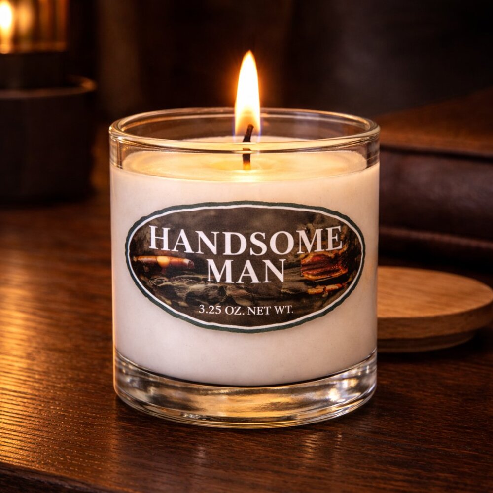Handsome Man 4 oz Soy Candle – Masculine Cozy Scent 4 oz. glass jar